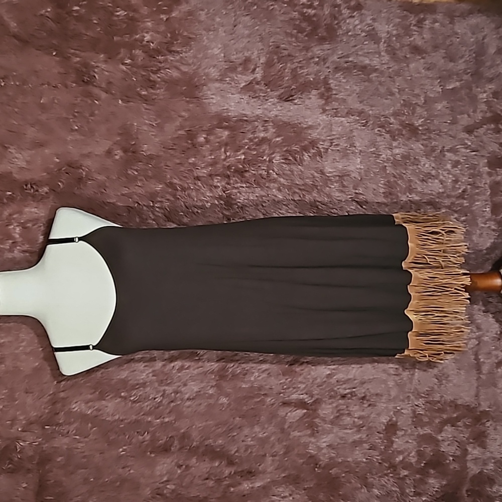 Cobo's Boutique Jersey Tank Dress with Suede Fringe